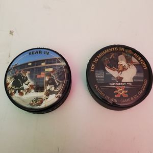 2 Collector Vintage Minnesota Wild Hockey Pucks